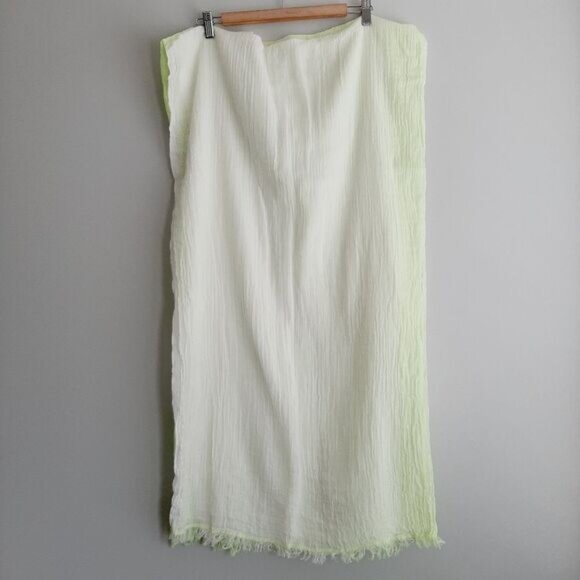 LULULEMON \ Warrior Scarf Gauze Two Tone Dip-Dye Large Wrap Green & White Flawed - Picture 11 of 16